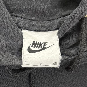 Sudadera con capucha Nike Vintage talla pequeña, negra, mini Swoosh, estilo años 90, desgastada, unisex, extragrande. imagen 3