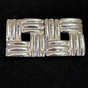 Vintage‎ Dottie Smith Silver Tone Belt Buckle Geometric Squares Designer 1980s s-l400.jpg main image 2