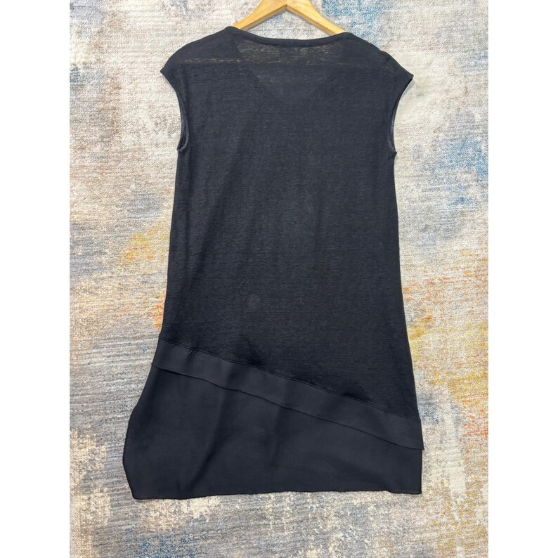 Deletta Anthropologie - Top tunique asymétrique en lin mélangé noir Anthropologie M image 5