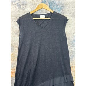 Deletta Anthropologie - Top tunique asymétrique en lin mélangé noir Anthropologie M image 1