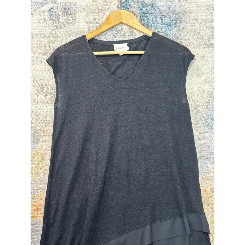Deletta Anthropologie - Top tunique asymétrique en lin mélangé noir Anthropologie M image 1