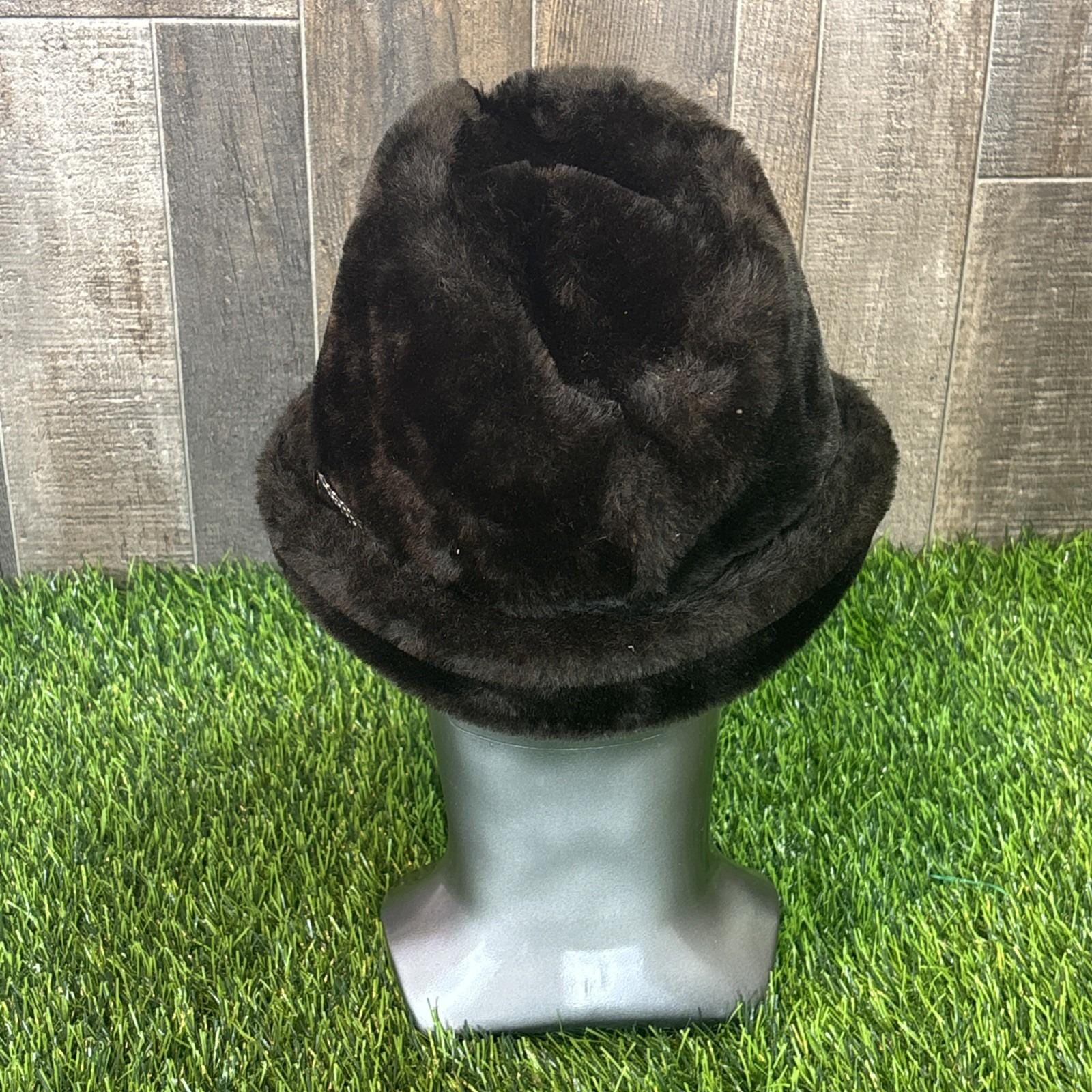 Vintage Faux Fur Fedora Hat‎ Brown w/ Band Union Made Size Medium Vintage Faux Fur Fedora Hat Brown W/ Band Union Made Size  main image 2