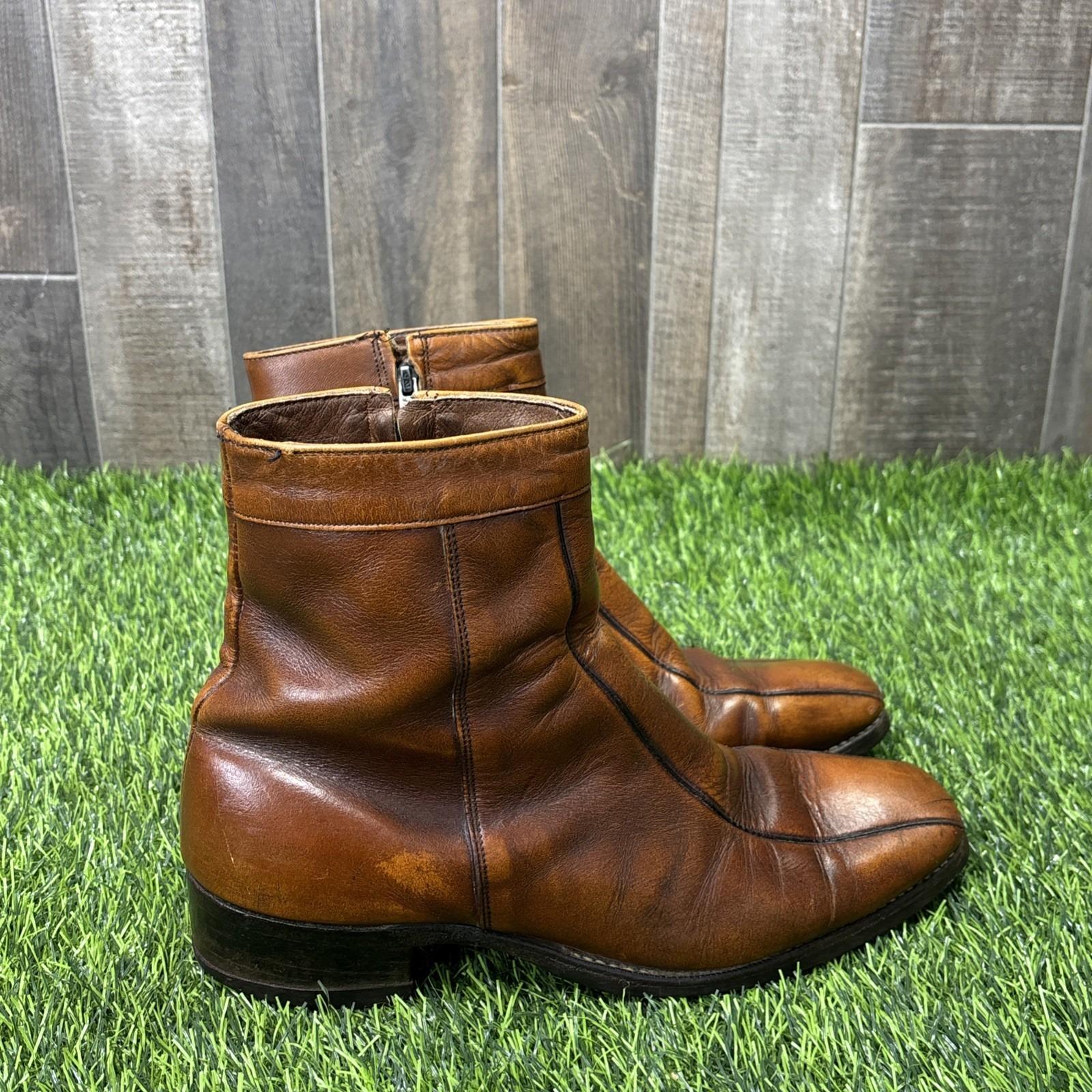 Cole Haan Men’s 11.5W Brown Leather Chukka Boots Burnished Toe Ankle Boots Pointed Mens Cowboy Boots - Etsy main image 2