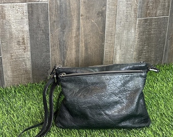 Bolso bandolera Margot Y2K de piel 100 % color negro carbón