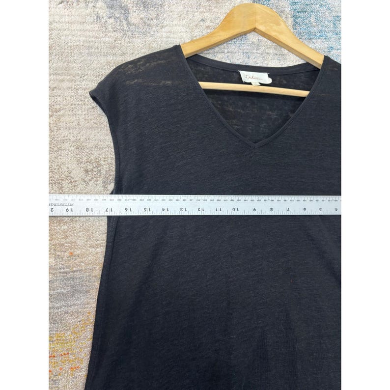 Deletta Anthropologie - Top tunique asymétrique en lin mélangé noir Anthropologie M image 4