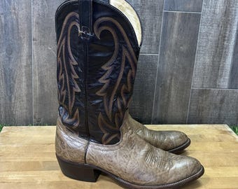 Vintage Tony Lama El Rey Ostrich Cowboy Boots With Zipper  display picture 1