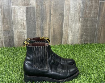 Diego's Black Leather Chelsea Boots Women's Grunge Y2K Pull On Ankle Boots