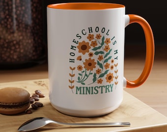 Taza de café "La educación en casa es mi ministerio", taza de té floral para mamás que educan en casa, taza para padres que enseñan desde la fe, regalo para educadores cristianos, regalo para madres