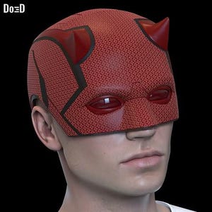 Great textured Daredevil Cosplay Helmet/Mask. 3D Printed with magnets installed.