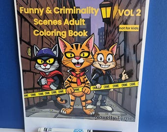 Fuzzy & Criminality Scenes Laminated Adult Coloring Book, Stress-free Coloring Book, Reusable Coloring Book, Relaxation Coloring Book