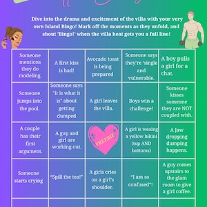 Love Island USA Bingo Dryckesspel Utskrivbart | Titta på Partyspel | Möhippaspel | Tjejkväll | Digital nedladdning bild 5
