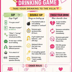 Love Island USA Bingo Dryckesspel Utskrivbart | Titta på Partyspel | Möhippaspel | Tjejkväll | Digital nedladdning bild 7