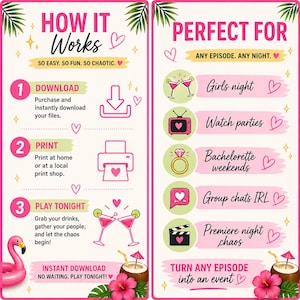 Love Island USA Bingo Dryckesspel Utskrivbart | Titta på Partyspel | Möhippaspel | Tjejkväll | Digital nedladdning bild 6