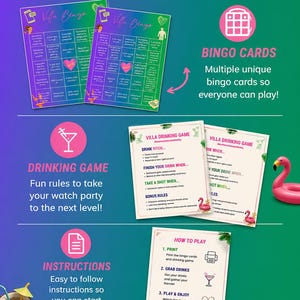 Love Island USA Bingo Dryckesspel Utskrivbart | Titta på Partyspel | Möhippaspel | Tjejkväll | Digital nedladdning bild 2