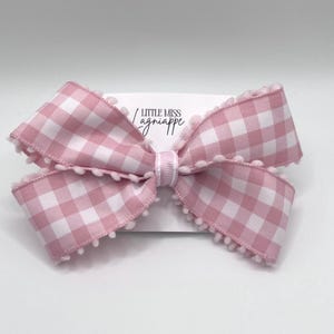 Pink Gingham Hair Bow