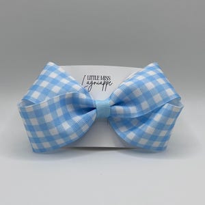 Blue Gingham Hair Bow