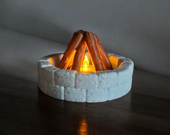 LED Campfire Light – Flickering Flame Garden Decor | Battery-Powered Mini Fire Pit for Camping, RV, Tabletop or Indoor Night Light