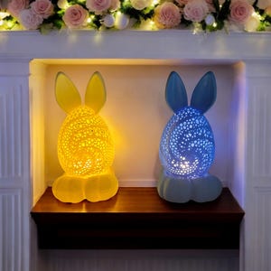 Easter Bunny Lights - 3D Printed LED Tea Light Holder, Light-Up Egg Bunny Decor, Spring Table Decoration, Unique Easter Gift