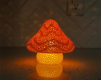 Mushroom Lamp – 3D Printed LED Tea Light for Fairycore, Cottagecore and Whimsical Decor | Cute Night Light Gift Idea