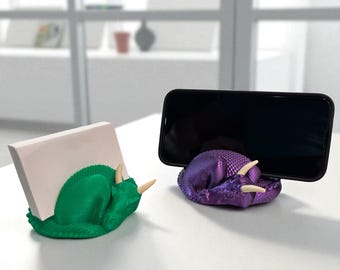 Organizador de escritorio de fantasía con diseño de dragón impreso en 3D para teléfono y tarjetas