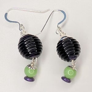 1 Pair Lampwork Glass Bead and Sterling Silver Earrings