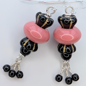 1 Pair Glass Bead and Sterling Silver Earrings
