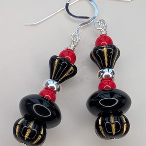 1 Pair Glass Bead and Sterling Silver Earrings