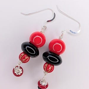 1 Pair Glass Bead and Sterling Silver Earrings
