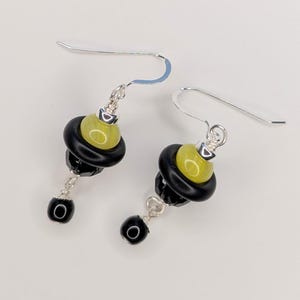 1 Pair Glass Bead and Sterling Silver Earrings