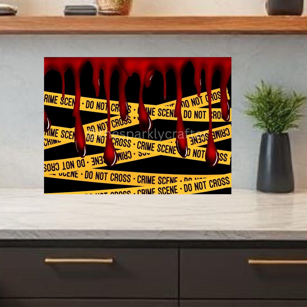 Bloody Crime Scene Glass Cutting Board – Horror Kitchen Decor, Creepy ...