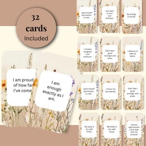 Self-Love Affirmation Printable, Mindfulness Motivation Deck, Positive Quote PDF, Self Care Digital Download