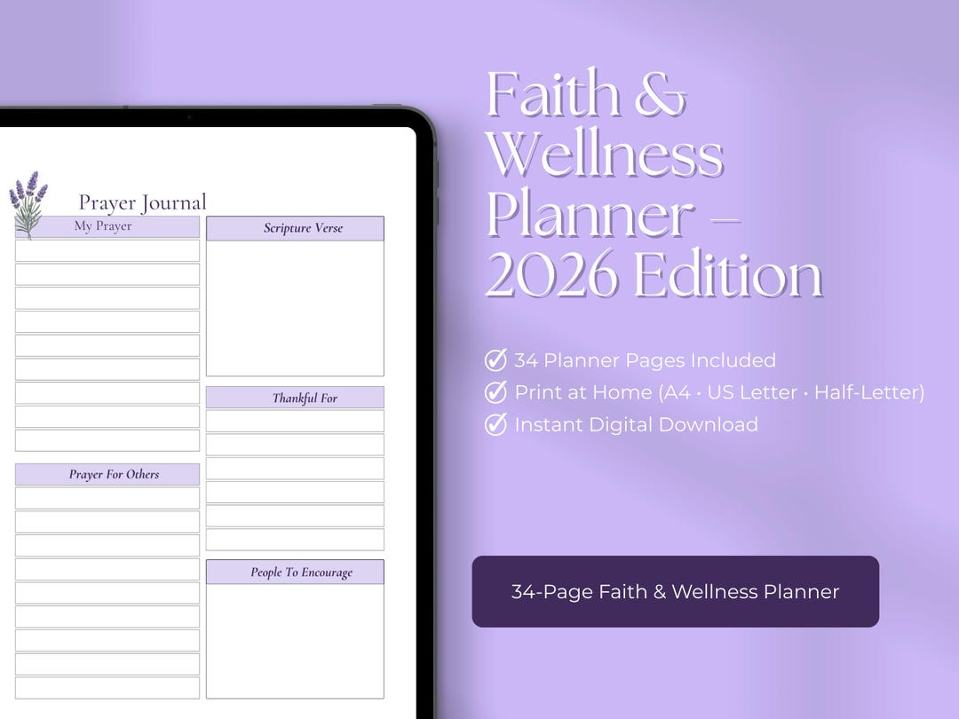 2026 Faith & Wellness Planner | Christian Prayer Journal (printable ...