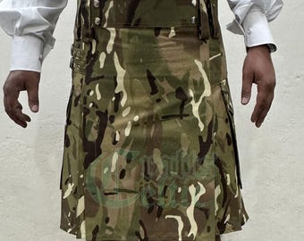 Handgemaakte multicam utility-kilt: Schotse camouflage-tactische kilt