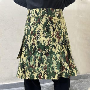 Scottish Navy Working Camouflage Utility Kilt - Handmade Tactical Kilt for Men - Classic Camo Kilt