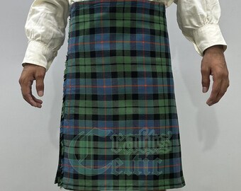 Handmade Scottish Clan Morrison Ancient Tartan Kilt - 8 Yard Acrylic Wool