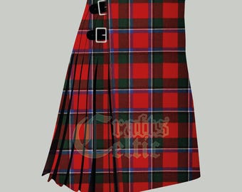 Handmade Scottish Clan Sinclair Red Tartan Kilt - 16 Oz Acrylic Wool