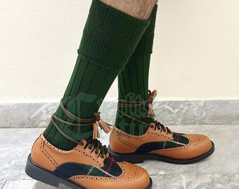 Calzini da kilt scozzese verde: calzini da abito scozzese