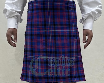 Handmade Clan Dundonald Tartan Kilt: Scottish Acrylic Wool 8 Yard Kilt