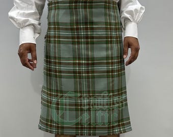 Handmade Scottish Kelly Clan Tartan Kilt - 8 Yard Acrylic Wool