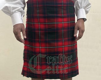 Handmade Roxburgh Tartan Kilt: Scottish Acrylic Wool 8 Yard Kilt