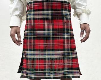 Kilt scozzese rosso fatto a mano Clan Maclean: lana acrilica scozzese da 8 iarde