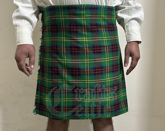 Handmade Connolly Clan Hunting Tartan Kilt: 16 Oz Acrylic Wool, 8 Yard