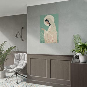 Goddess Pachamama Wall Art Print, Mystical Night Sky, Spiritual Painting, Earth Mother Native Female Figure