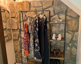Rustic Wood Clothes Rack With 5 Shelves | Garment Rack | Closet Organizer | Hat Rack | Clothes Hanger | Wood Clothes Rack | Towel Rack