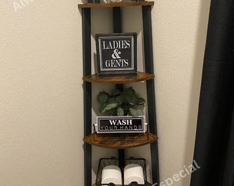 Multi Tier Wooden Corner Shelf with Metal Frame | Corner Plant Shelf | Metal Decorative Shelf | Plant Stand | Corner Bookshelf |Ladder Shelf