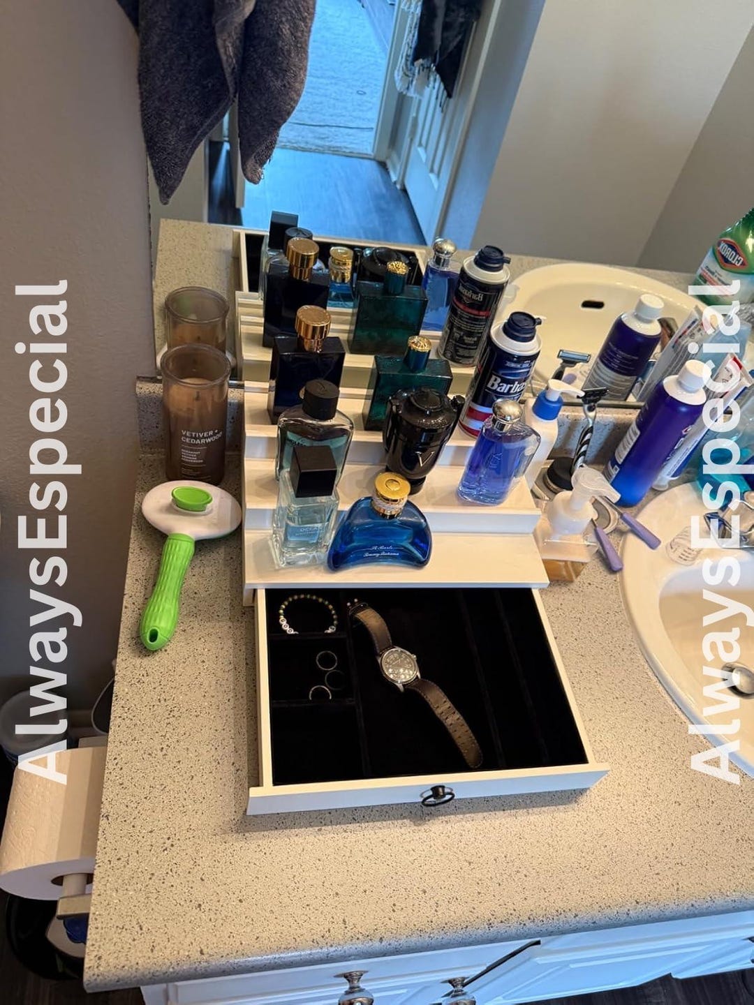 Perfumer Drawer 3 Tier Wooden Perfume Organizer With Drawer | Perfume Display ...