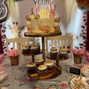 4 Tier Wooden Cupcake Stand for 50 Cupcakes | Rotating Cake Stand | Food Stand | Cake Display Stand | Desert Stand | Birthday Cake Stand