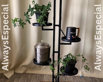 Multi Tier Wood & Metal Plant Stand | Indoor Plant Stand | Tall Plant Stand | Flower Holder Shelf | Corner Plant Stand | Plant Holder
