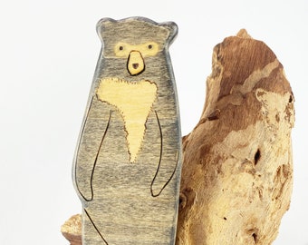 wooden animal toys, sun bear wood figurine, waldorf animals
