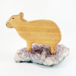 waldorf wooden toys, capybara animal figurine, wood toys for toddlers image 1
